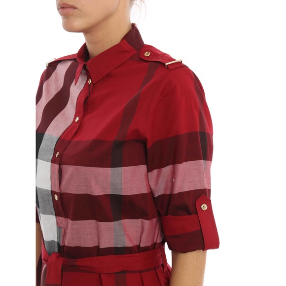 NWT BURBERRY KELSY PARADE RED CHECK COTTON BELTED DRESS US 6 / UK 8 / EU 40 $600 - Picture 3 of 12